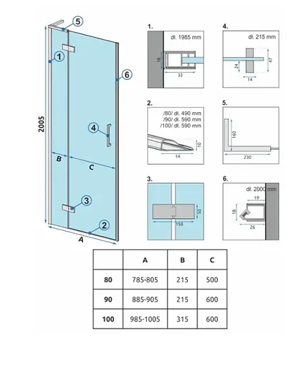 Душевые двери Rea Hugo 100 black REA-K6008 - фото 7