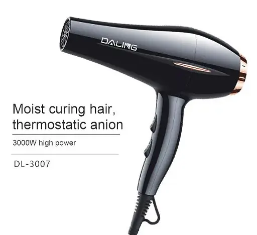 Фен для сушіння та укладання волосся Daling DL-3007 з концентратором 3000 Вт - фото 4