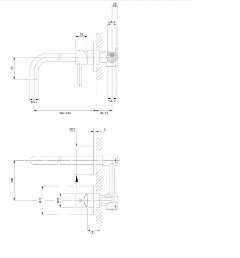 Змішувач для раковини Omnires Y прихованого монтажу copper (Y1215HCP) - фото 4