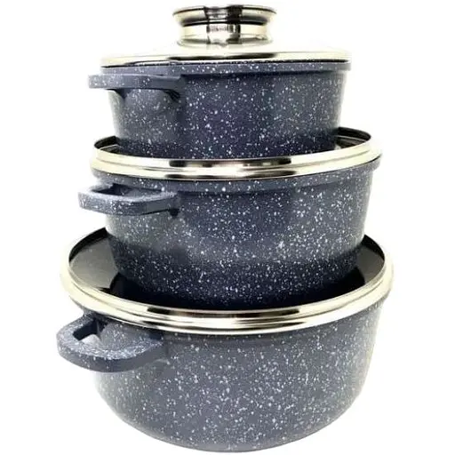 Набор кастрюль A-Plus 1490 3 кастрюли с мраморным покрытием и индукционным дном - фото 1