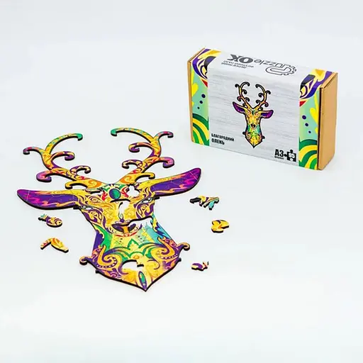 Фігурний дерев'яний пазл "Благородний олень" PuzzleOK PuzA3-00730, 95 деталей - фото 2