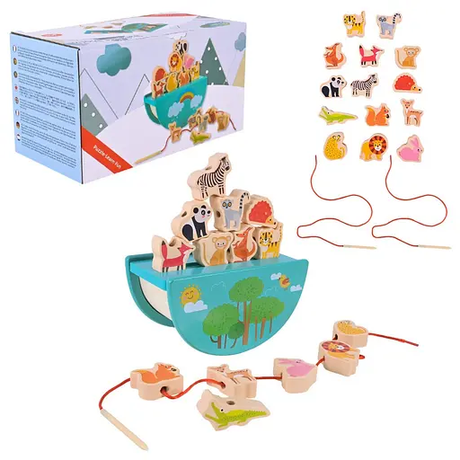 Деревянная игрушка Балансир-шнуровка 2 в 1 Bambi C9406 - фото 1