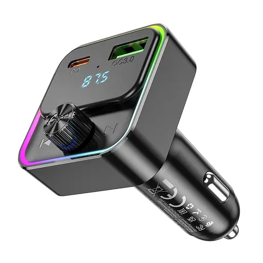 АЗП з FM-модулятором HOCO E81 Fantasy PD30W+QC3.0 car BT FM transmitter Black - фото 4