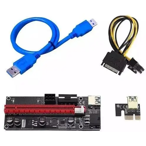 Райзер PCI-E x1 x16 6pin Molex SATA USB 3.0 AM-AM 0,6 м RZRver9S - фото 1