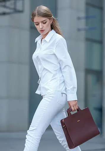 Жіноча шкіряна сумка для ноутбука і документів бордова - фото 7