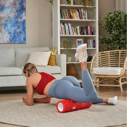 Роллер массажер (валик, ролик) Hop-Sport EVA 45см красный - фото 4