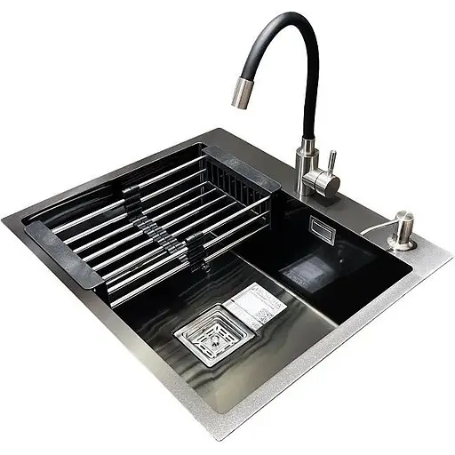 Комплект мойка+смеситель Romzha Arta Nova U-550 Max BL(C) - фото 1