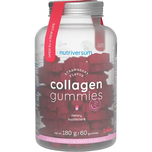 Дієтична добавка Nutriversum Collagen Gummies полуниця 60 жувальних цукерок - фото 1