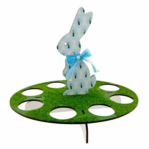 Великодня підставка зелена з зайчиком на 8 яєць - фото 1