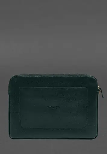 Кожаный чехол BlankNote для ноутбука на молнии с карманом и петлей на руку Зеленый - фото 3