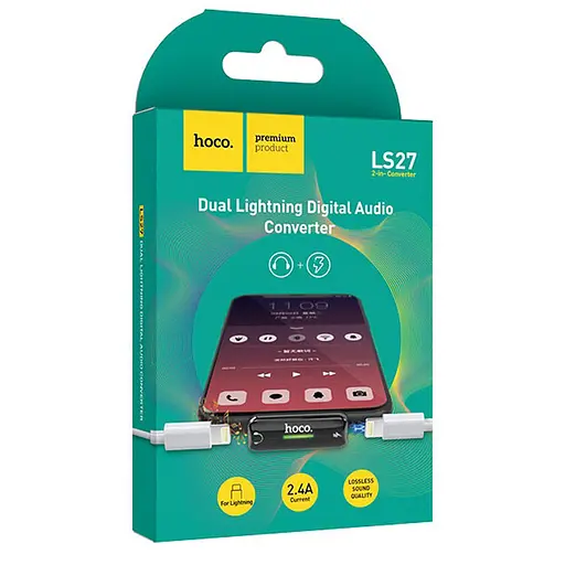 Перехідник Hoco LS27 Dual Lightning Сірий - фото 5