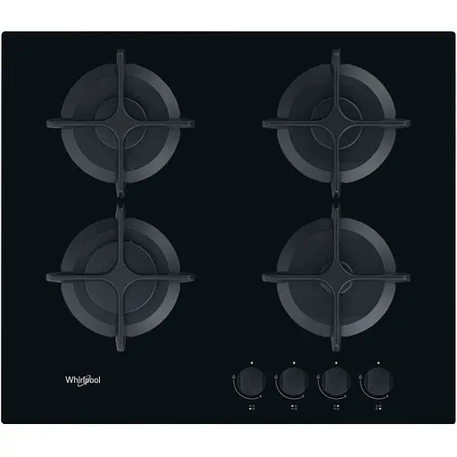 Варочная поверхность газовая на стекле Whirlpool 60 см чугун черный