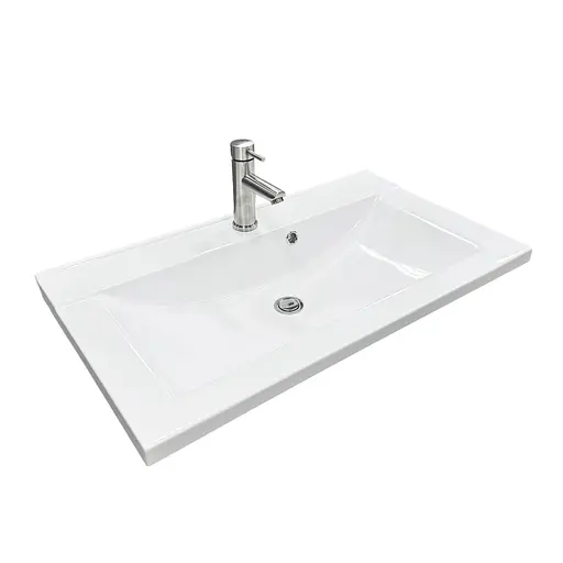 Набір для ванної кімнати Adamant раковина умивальник QUANTO 80 штучний камінь прямокутна з сифоном Click-Clack + змішувач - фото 2