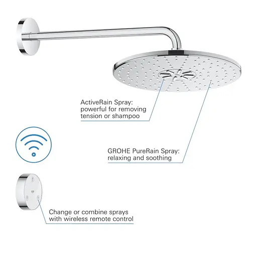 Верхний душ с душевым кронштейном Grohe Rainshower 310 SmartConnect 26640000, Хром - фото 11