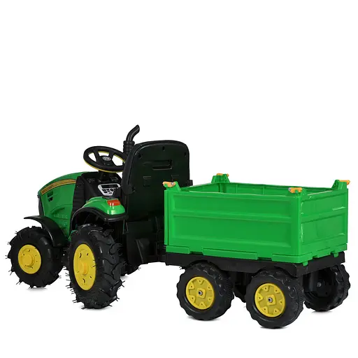 Дитячий електротрактор Bambi з причепом M 4619ABLR-5, зелений— потужний, музичний, на гумових колесах - фото 2