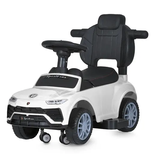 Дитяча каталка-толокар M 5044L-1 білий, з батьківською ручкою - фото 4