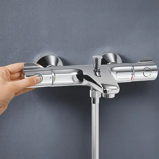 Комплект смесителей для ванной комнаты с термостатом Grohe QuickFix UA202304TS, Хром - фото 10