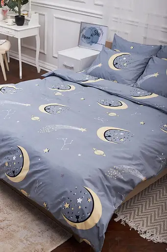 Комплект постельного белья Moon&Star полуторный 143х210 наволочки 2х70х70 Stars Бязь Gold Люкс - фото 1
