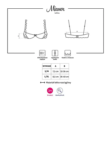 Бюстгальтер відкритий Obsessive Miamor S/M чорний - фото 5