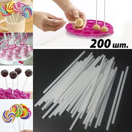 Палички для кейк-попсів, карамелі і льодяників 15 см (200 штук), Kitchen Master Білий 87689 - фото 1