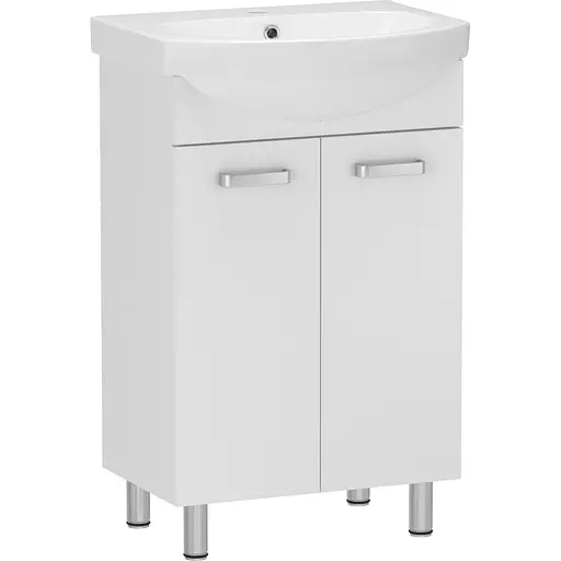 Тумба для підлоги RJ Soft-E з умивальником Solas 101456UA 55 см Білий RJFU021-0156WHSET(RJFU021-0156WH+101456UA) Білий - фото 1