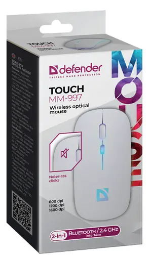 Мышка Defender Touch MM-997 Silent Wireless RGB White (52998) - фото 4