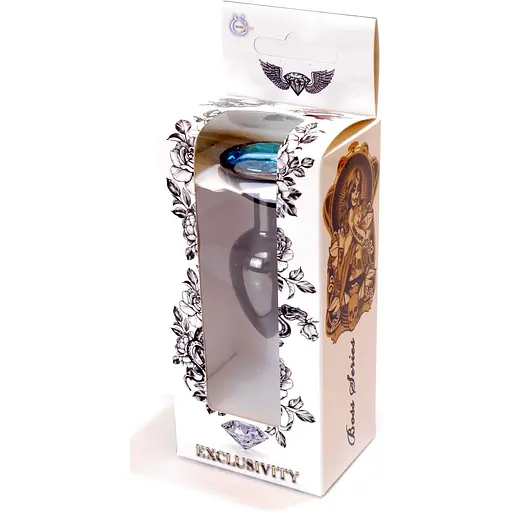Анальна пробка Boss Of Toys Boss Series - Jewellery Dark Silver Plug Light Blue S, BS6400031, Срібний / Голубой - фото 7