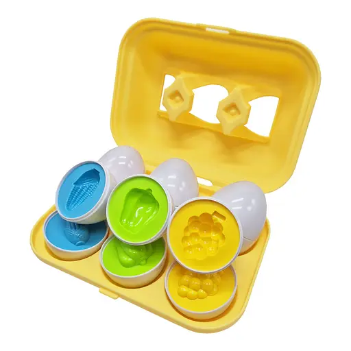 Сортер-головоломка Монтессори Яйца с фруктами и овощами DF28A 6 шт в лотке