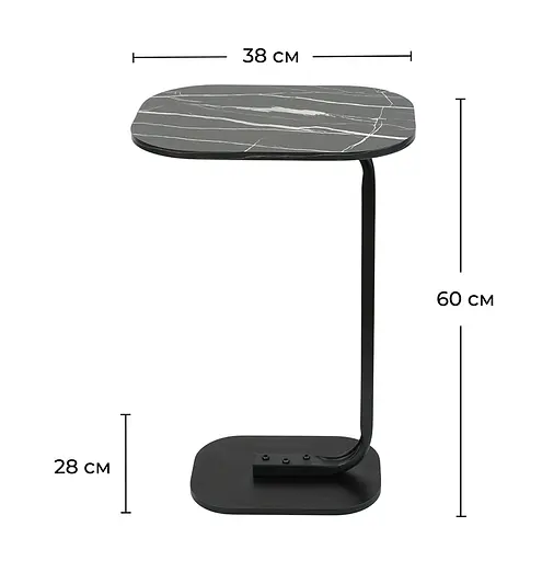 Приставний столик Fabrika KRIS Marble Black  - фото 4