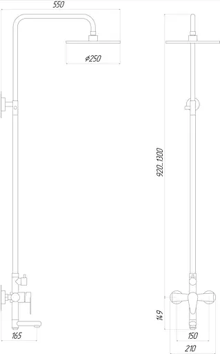 Душова система Globus Lux Main SM-SH-02, Нікель - фото 5
