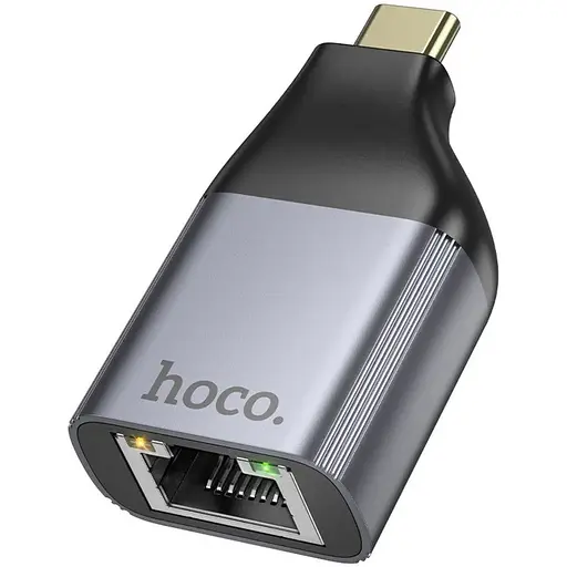 Адаптер перехідник Hoco UA35 Type-C to RJ45 metal grey