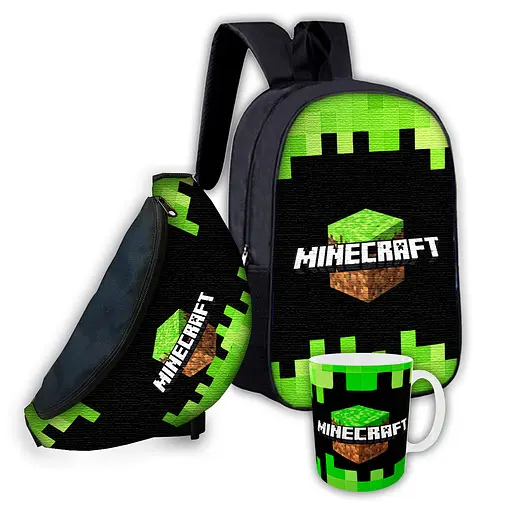 Набір дитячий майнкрафт "Minecraft" рюкзак, сумка-бананка, кружка (00268)