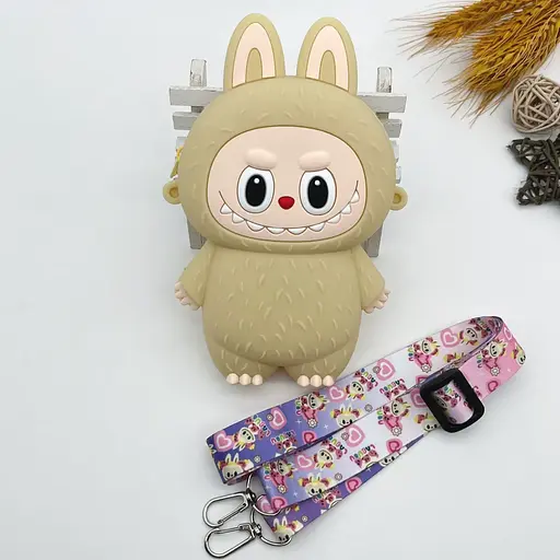 Сумочка Labubu, 13.5x10x3 см, вушка, 1 відділення, застібка-блискавка, силікон, довга ручка, 13x15x13 см - фото 5