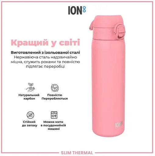 Пляшка для води ION8 металева вакуумна 500 мл Vacuum Insulated Rose Bloom (I8TS500ROSEB) - фото 6