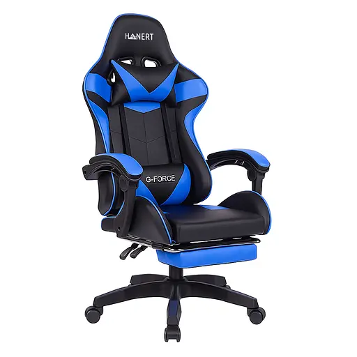Крісло геймерське Hanert G-Force з підставкою для ніг Black/Blue