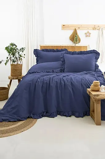 Постільна білизна Saloni Lacivert Варена Бавовна Saheser pbe0051761 - фото 1
