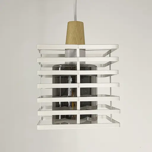 Світильник в стилі Лофт з білим корпусом решіткою та графітовим плафоном Line.F 12391/1 WT+GR - фото 6