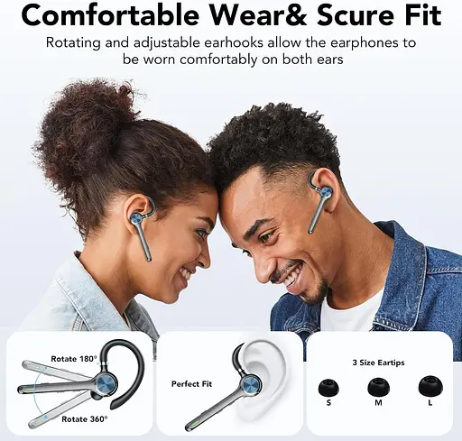 Bluetooth-гарнитура Hoxe V5.3, беспроводная гарнитура громкоговорящей связи 100H Talk с двойным шумоподавлением ENC, отключение - фото 3