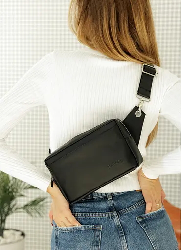 Женская сумка бананка Sambag HARVI черная 24 × 16 × 6 см (88213001) - фото 5