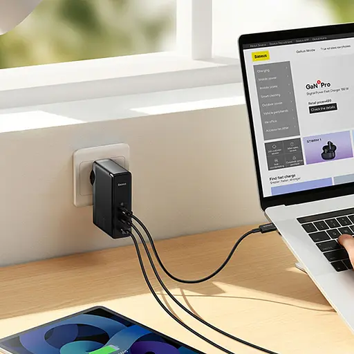 Мережевий зарядний пристрій Baseus GaN5 Pro Fast Charger 140W + Cable USB-C to USB-C Black (CCGP100201) [136666] - фото 9