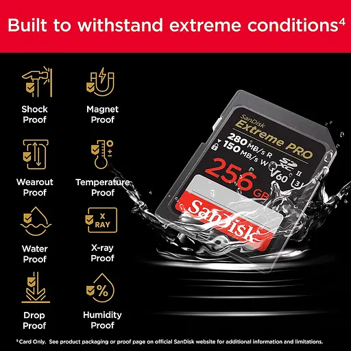 SanDisk Карта пам'яті SD 256GB C10 UHS-II U3 R280/W150MB/s Extreme Pro V60 - фото 5