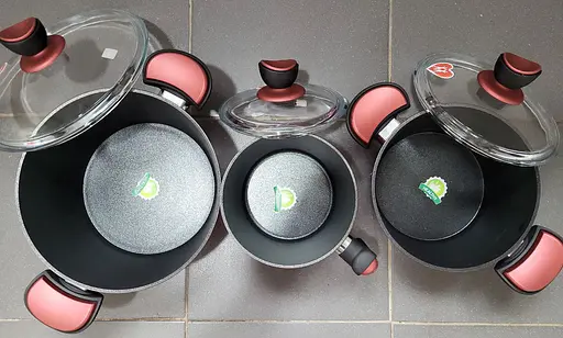 Набір каструль Casa Royal Elite Titanium із покриттям Bio Titanium 7 предметів Червоний - фото 6