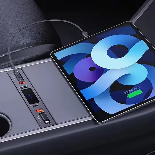 Переходник HUB Usams US-SJ649 60W Car Central Control Charging HUB For Tesla (3/Y) Tarnish - фото 5