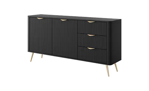 Комод Perfect Home Ланте / Lante 2-дверний з 3 шухлядами і золотими ніжками 2D3S/163 Чорний (PFH-091191) - фото 7