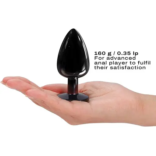 Металева анальна пробка із кристалом Dorcel Diamond Plug Black M - фото 3