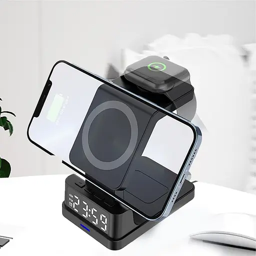 Беспроводное зарядное устройство для TheGeneral FlashCharge 15W с часами черное (40051219-01) - фото 6