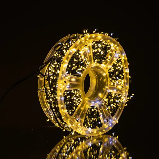 Новорічна гірлянда кімнатна роса Garlando D1500L50MGY 50 м 1500 LED Хвойна лапа зелений дріт Жовте сяйво  - фото 3