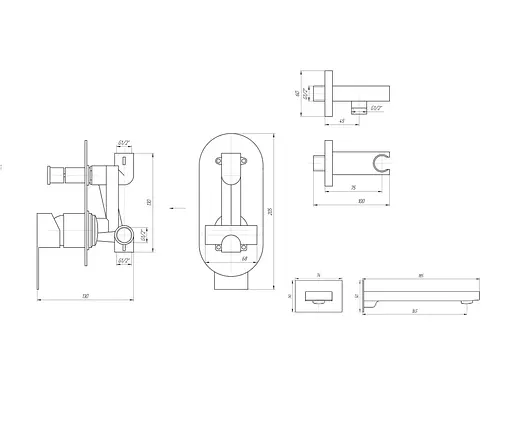 Смеситель для ванны скрытого монтажа Topaz Sardinia TSG 08202-V-H21 Хром - фото 5