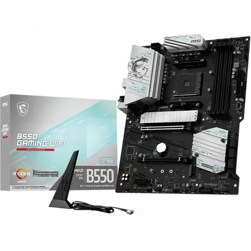Мат.плата AM4 (B550) MSI B550 GAMING WIFI, B550, 4xDDR4, Int.Video(CPU), 6xSATA3, 2xM.2, 1xPCI-E 16x 4.0, 1xPCI-E 1x 3.0, 1xPCI-E 1x 3.0, ALC897, RTL8111H, 5xUSB3.2/8xUSB2.0/2xType-C 3.2, ARGB sync, DP/HDMI, CrossFire, ATX - фото 4