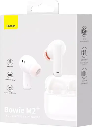Беспроводные наушники Baseus True Wireless Earphones Bowie M2+, BT5.2, 40mAh, 400mAh, 5h, Location, ANC, White NGTW190002 - фото 7